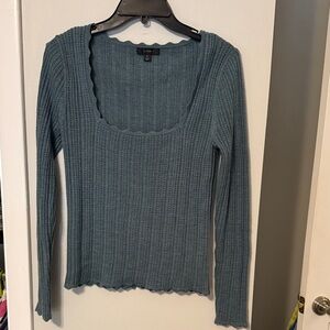 J. Crew Scalloped Square Neck Pointelle Sweater, Size Small